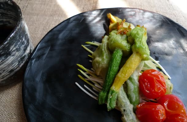 Atsushi's Stuffed Zucchini Blossom Tempura