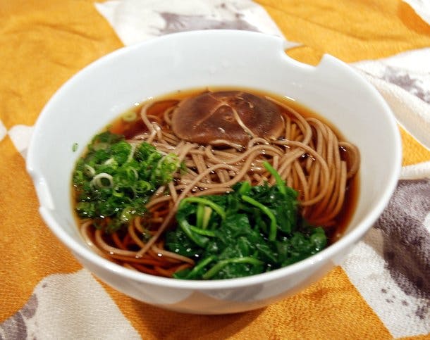 soba noodles in duck broth