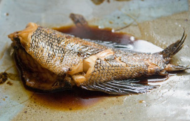 Seabass Simmered in Sake and Soy Sauce